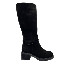 Чоботи жіночі замшеві ILONA 923/IR-9 01 чорні хутро каблук