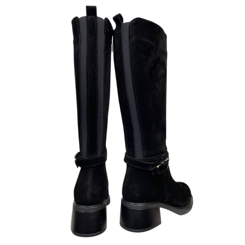 Чоботи жіночі замшеві ILONA 923/IR-9 01 чорні хутро каблук