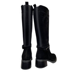 Чоботи жіночі замшеві ILONA 923/IR-9 01 чорні хутро каблук