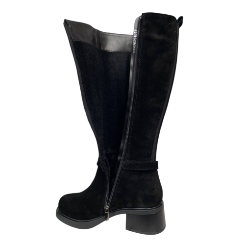 Чоботи жіночі замшеві ILONA 923/IR-9 01 чорні хутро каблук