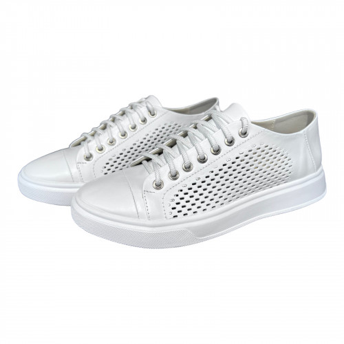 Кеды Женские кожаные TIFANI 0508 перфорация белый