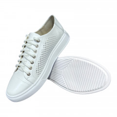 Кеды Женские кожаные TIFANI 0508 перфорация белый