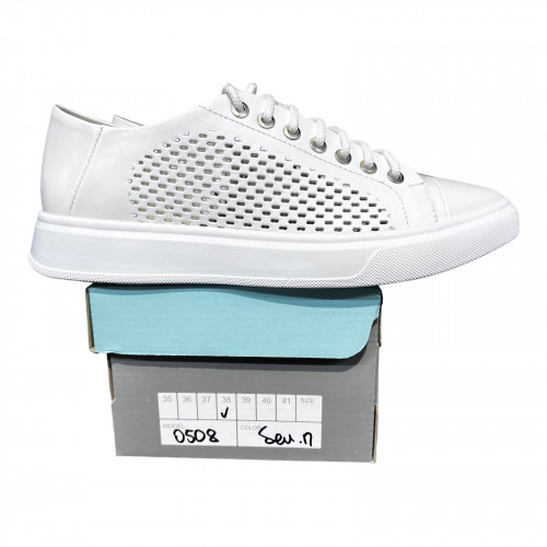 Кеды Женские кожаные TIFANI 0508 перфорация белый