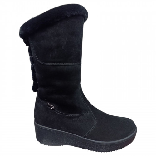 Чоботи жіночі замшеві MADAM 06070 чорний хутро