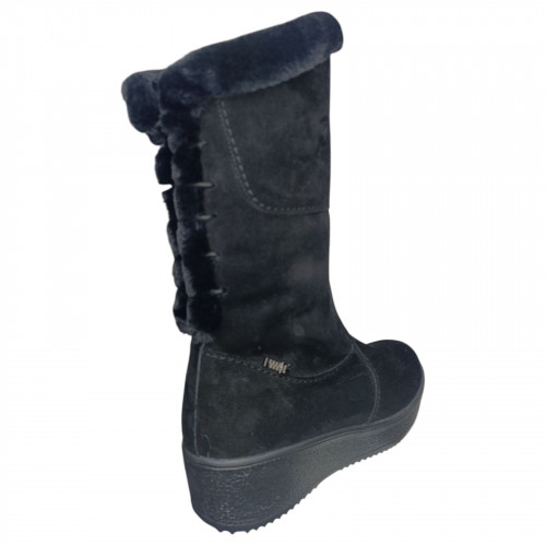Чоботи жіночі замшеві MADAM 06070 чорний хутро