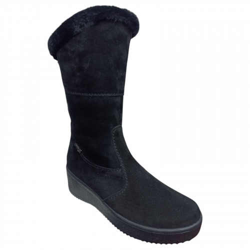 Чоботи жіночі замшеві MADAM 06070 чорний хутро