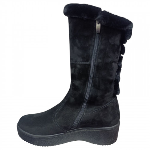 Чоботи жіночі замшеві MADAM 06070 чорний хутро