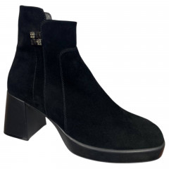 Черевики жіночі замшеві каблук ELVIX 5149 чорні байка