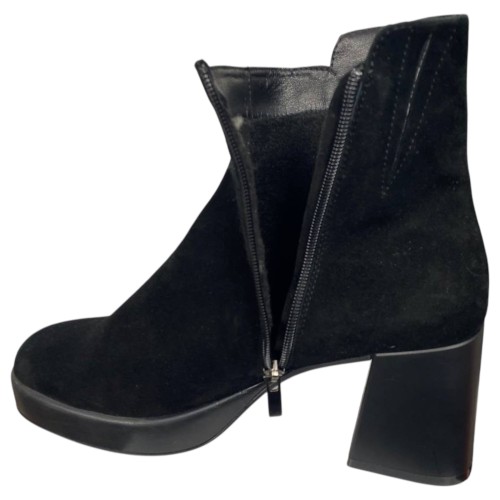 Черевики жіночі замшеві каблук ELVIX 5149 чорні байка