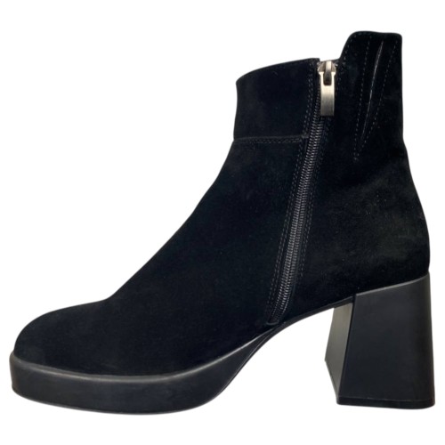 Черевики жіночі замшеві каблук ELVIX 5149 чорні байка