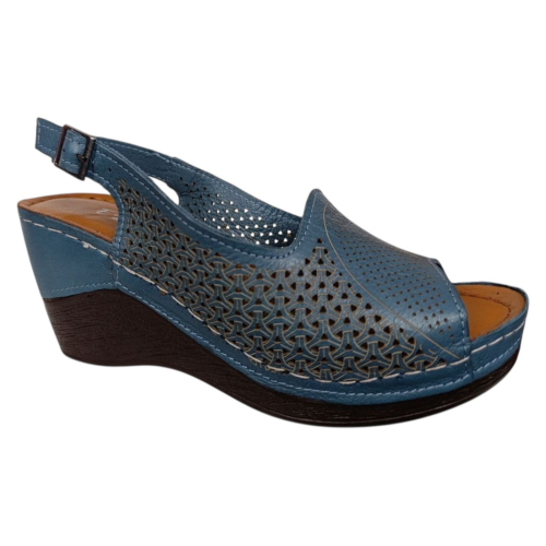 Босоножки женские кожаные ATO 1039 09 синие