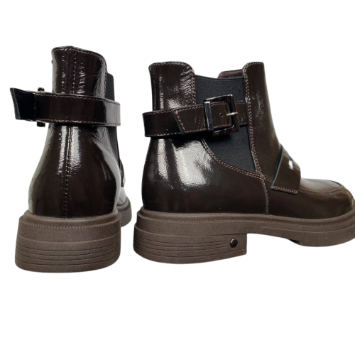 Черевики жіночі шкіряні ILONA 854/394 33 какао байка лак