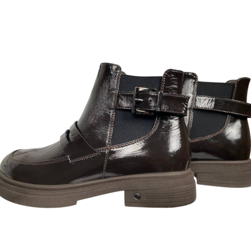 Черевики жіночі шкіряні ILONA 854/394 33 какао байка лак