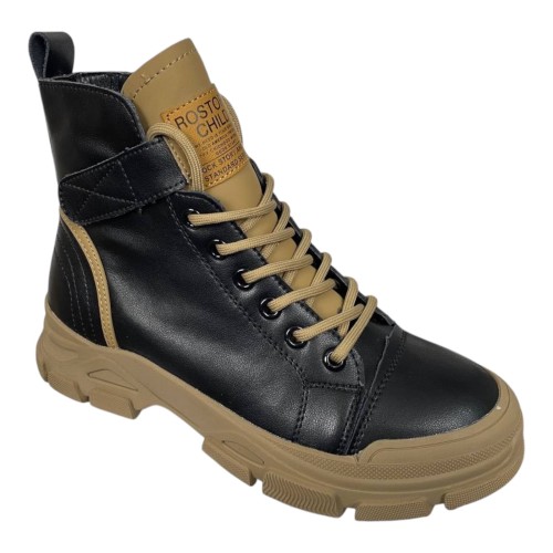 Черевики жіночі шкіряні IT TS E701-B чорні бежеві байка