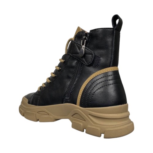 Черевики жіночі шкіряні IT TS E701-B чорні бежеві байка