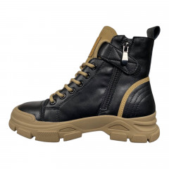 Черевики жіночі шкіряні IT TS E701-B чорні бежеві байка