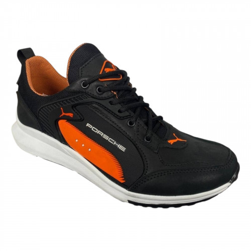 Кроссовки мужские кожаные ICEFIELD 69 черные оранжевые