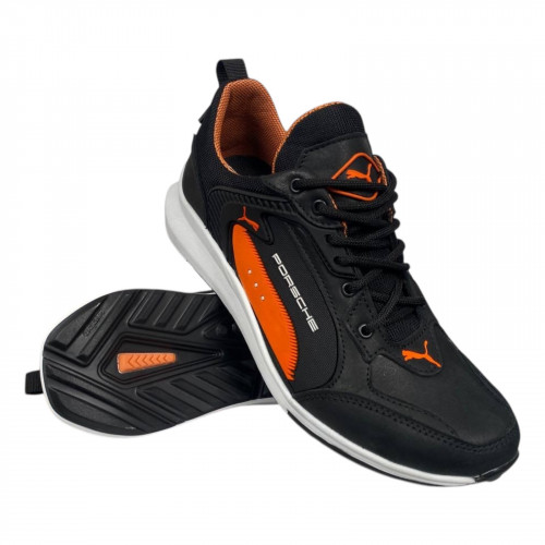 Кроссовки мужские кожаные ICEFIELD 69 черные оранжевые