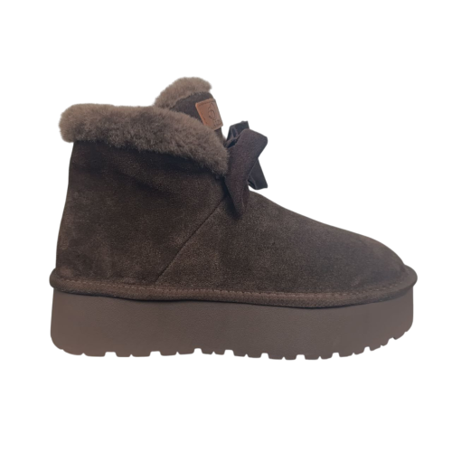 Угги жіночі замшеві PLPS 3311 шоколадні хутро