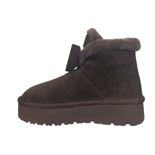 Угги жіночі замшеві PLPS 3311 шоколадні хутро