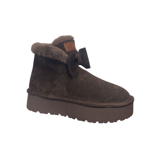 Угги жіночі замшеві PLPS 3311 шоколадні хутро