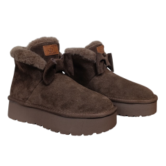 Угги жіночі замшеві PLPS 3311 шоколадні хутро