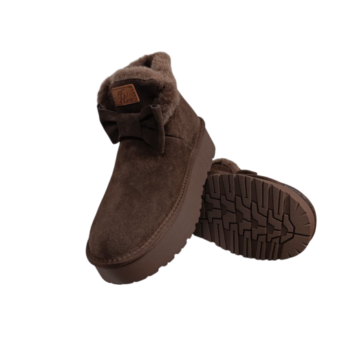 Угги жіночі замшеві PLPS 3311 шоколадні хутро