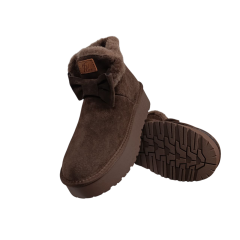 Угги жіночі замшеві PLPS 3311 шоколадні хутро