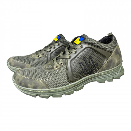 Кроссовки Мужские кожаные ACLI CLAS B77/4 хаки сетка