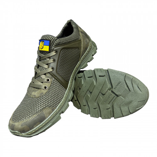 Кроссовки Мужские кожаные ACLI CLAS B77/4 хаки сетка