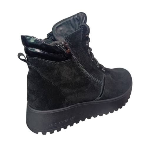 Ботинки женские замшевые ANDALINI 2403 черный мех