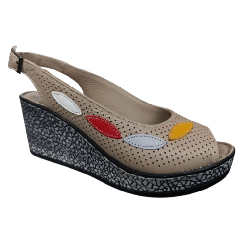 Босоніжкі жіночі шкіряні ATO 2033 бежеві 