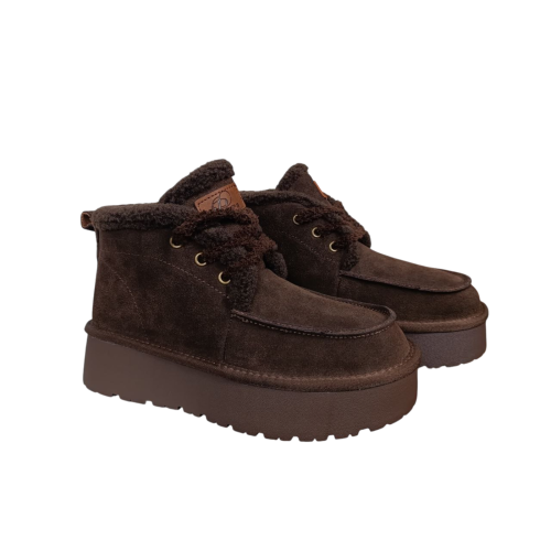 Уггі жіночі замшеві PLPS 3306 шоколадні хутро