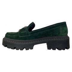 Лоферы женские замшевые ILONA 298/365 21 темно-зеленые