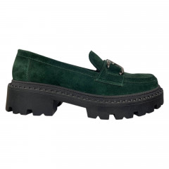 Лоферы женские замшевые ILONA 298/365 21 темно-зеленые