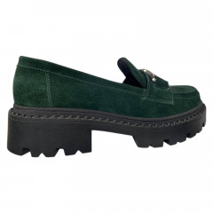 Лоферы женские замшевые ILONA 298/365 21 темно-зеленые