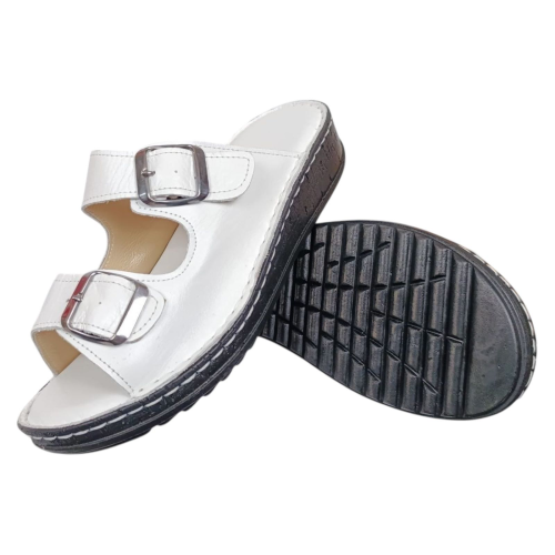 Шлепанцы женские кожаные АТО 013 05 белые