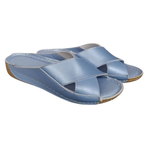 Шлепанцы женские кожаные ATO 243 88 голубые 