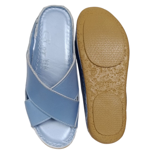 Шлепанцы женские кожаные ATO 243 88 голубые 