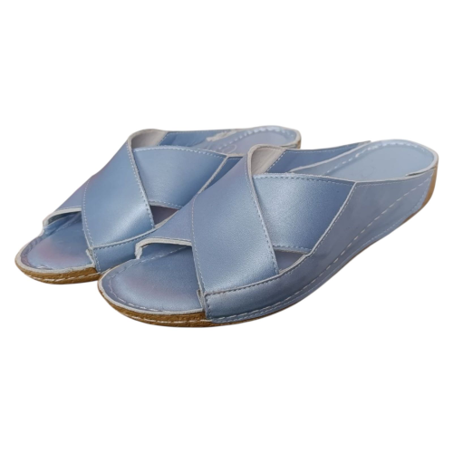 Шлепанцы женские кожаные ATO 243 88 голубые 