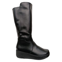 Чоботи жіночі шкіряні FOOT STEP 240 чорні  хутро