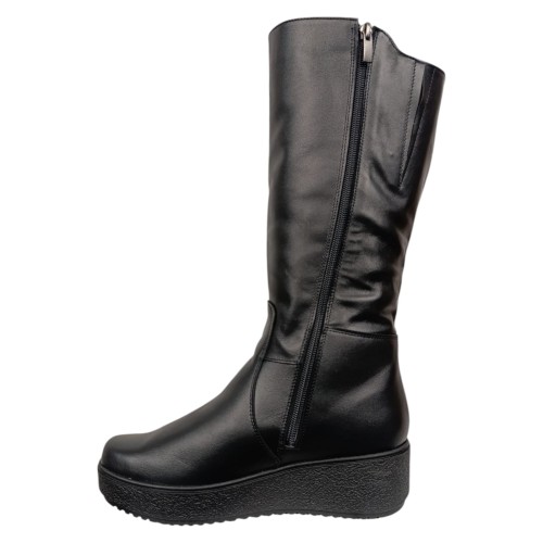 Чоботи жіночі шкіряні FOOT STEP 240 чорні  хутро