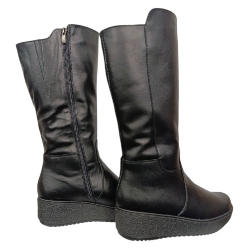 Чоботи жіночі шкіряні FOOT STEP 240 чорні  хутро