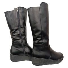 Чоботи жіночі шкіряні FOOT STEP 240 чорні  хутро