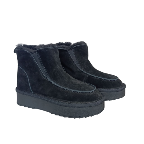 Угги жіночі замшеві UGG 70-1 чорні хутро