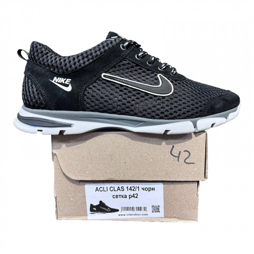 Кроссовки Мужские кожаные ACLI CLAS 142/1 черная сетка