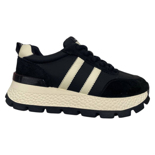 Кроссовки женские кожа+замш ALLSY 296-5 (203363) черные