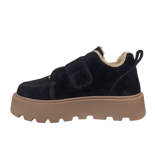 Ботинки зимние женские замшевые PLPS 2808 01 черный мех