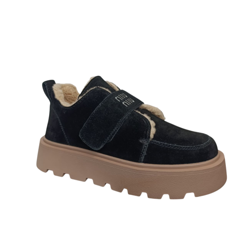 Ботинки зимние женские замшевые PLPS 2808 01 черный мех