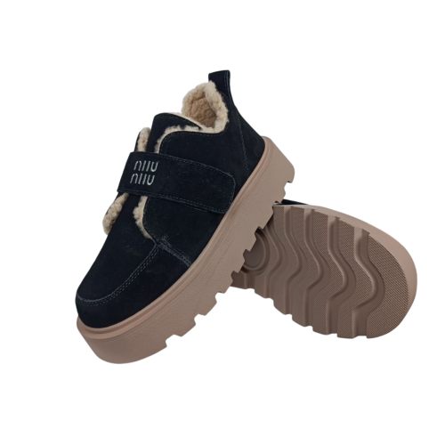 Ботинки зимние женские замшевые PLPS 2808 01 черный мех